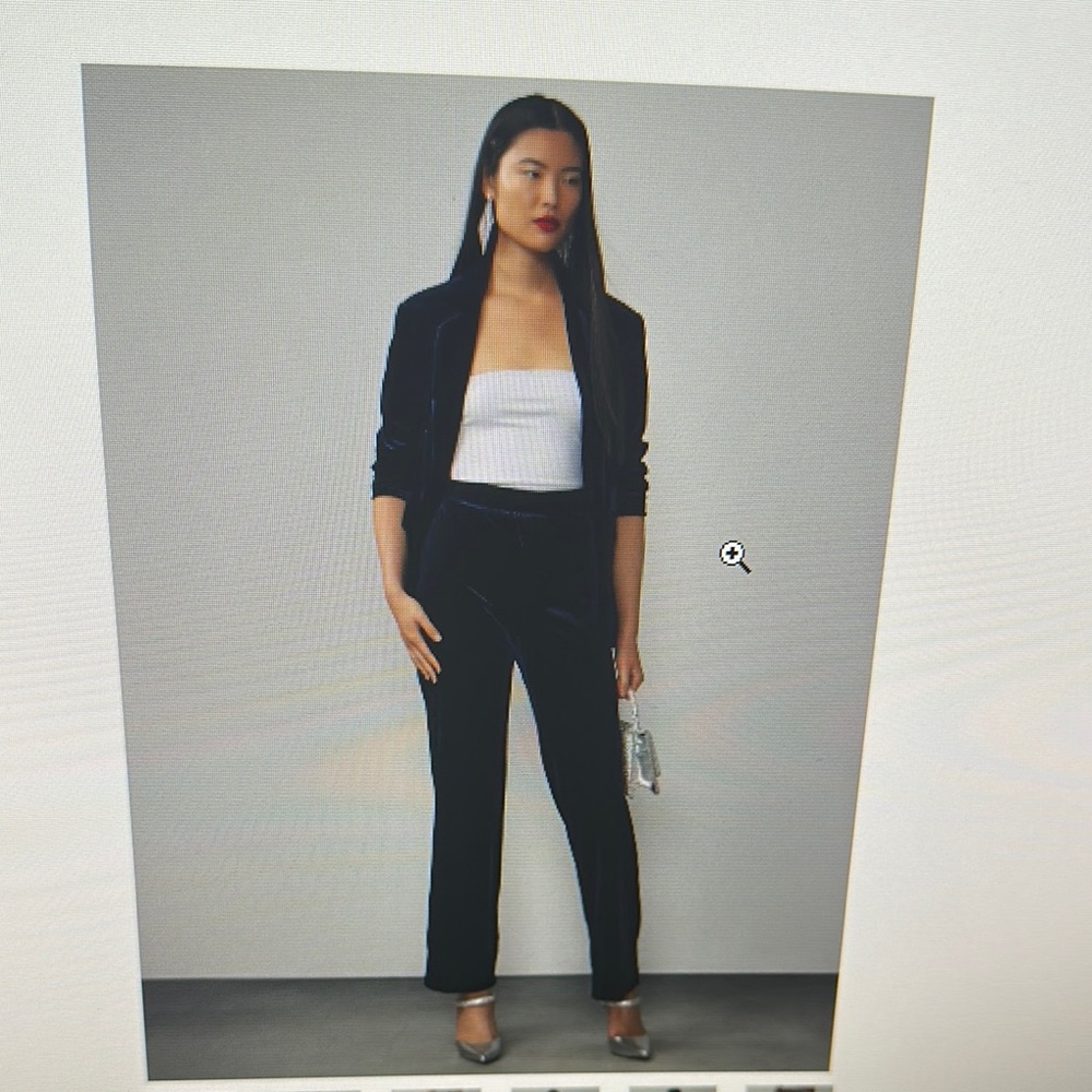 Velvet Navy Blazer with Velvet Pants 2 piece Set